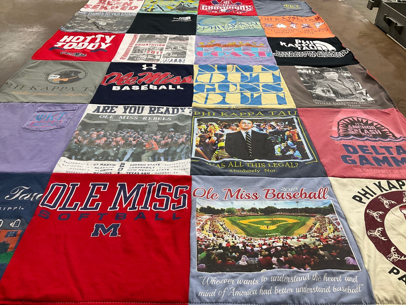T-shirt quilt featuring ole miss softball, ole miss baseball by Laurel from FL