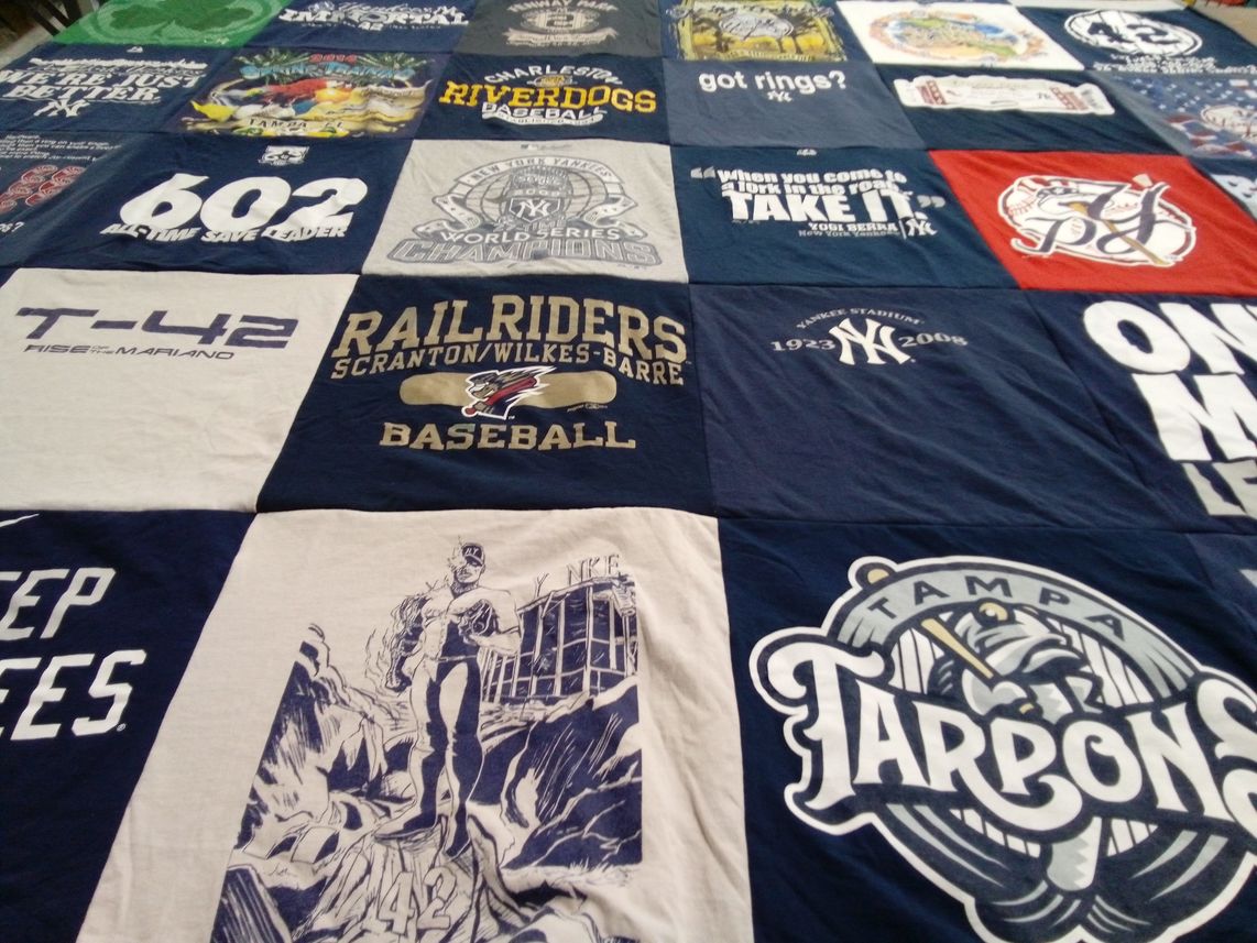 T-shirt quilt featuring scranton wilkes-barre railriders baseball, tampa tarpons by Kristen from VA