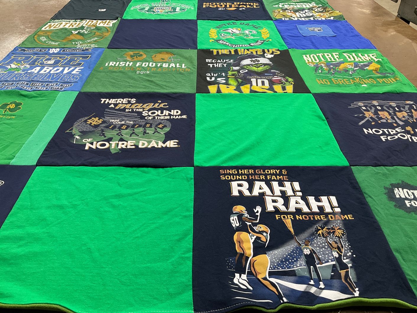 T-shirt quilt from university of notre dame by helen from NY