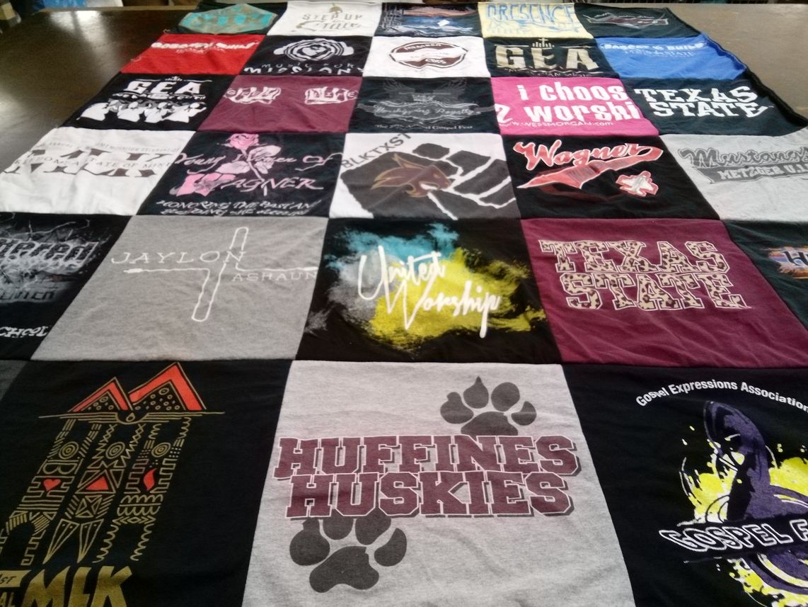 T-shirt quilt featuring huffines huskies by Shanequa from TX