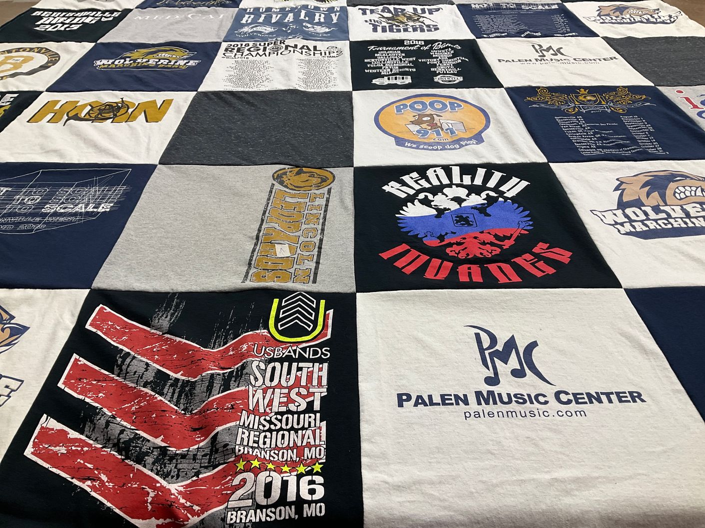 T-shirt quilt featuring wolfpack marching band by Sarah from AR