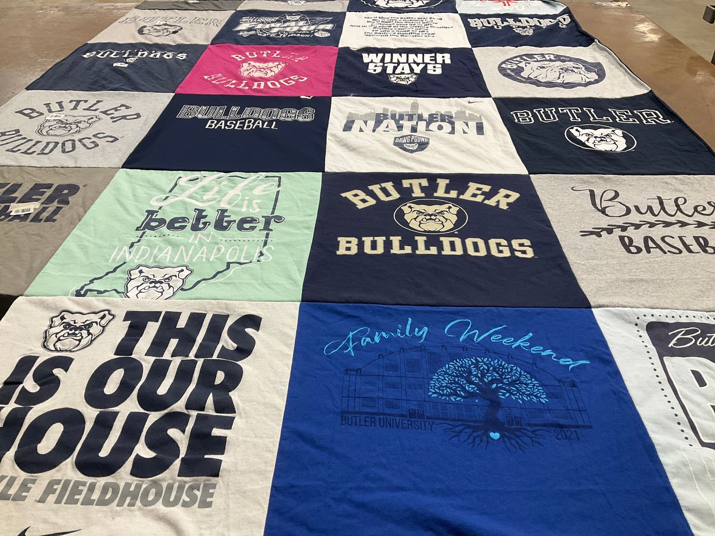 T-shirt quilt featuring butler bulldogs baseball by Rebecca from IN