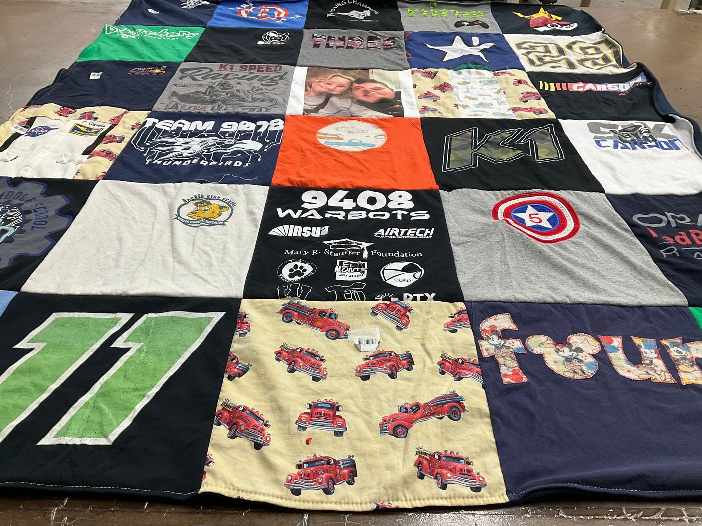T-shirt quilt featuring team 9498 warbots by Lacy from CA