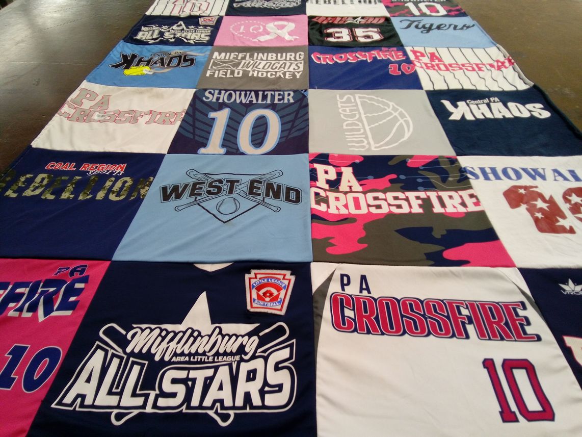 T-shirt quilt featuring pa crossfire, mifflinburg area little league by Torey from PA