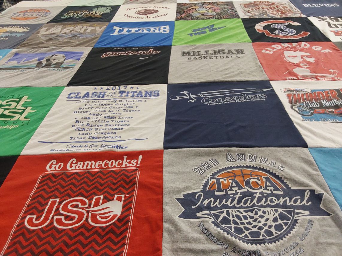 T-shirt quilt featuring jacksonville state university, milligan university by Samantha from TN