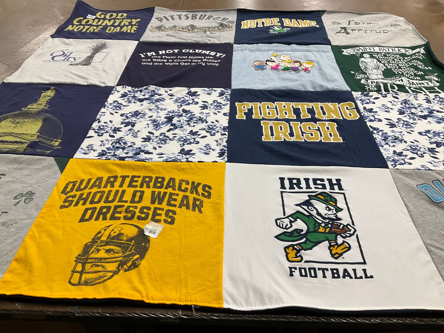 T-shirt quilt from notre dame university by Christine from PA