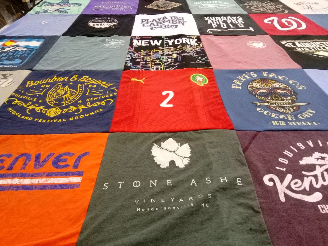 T-shirt quilt with festivals, food themes by Jordan from MT