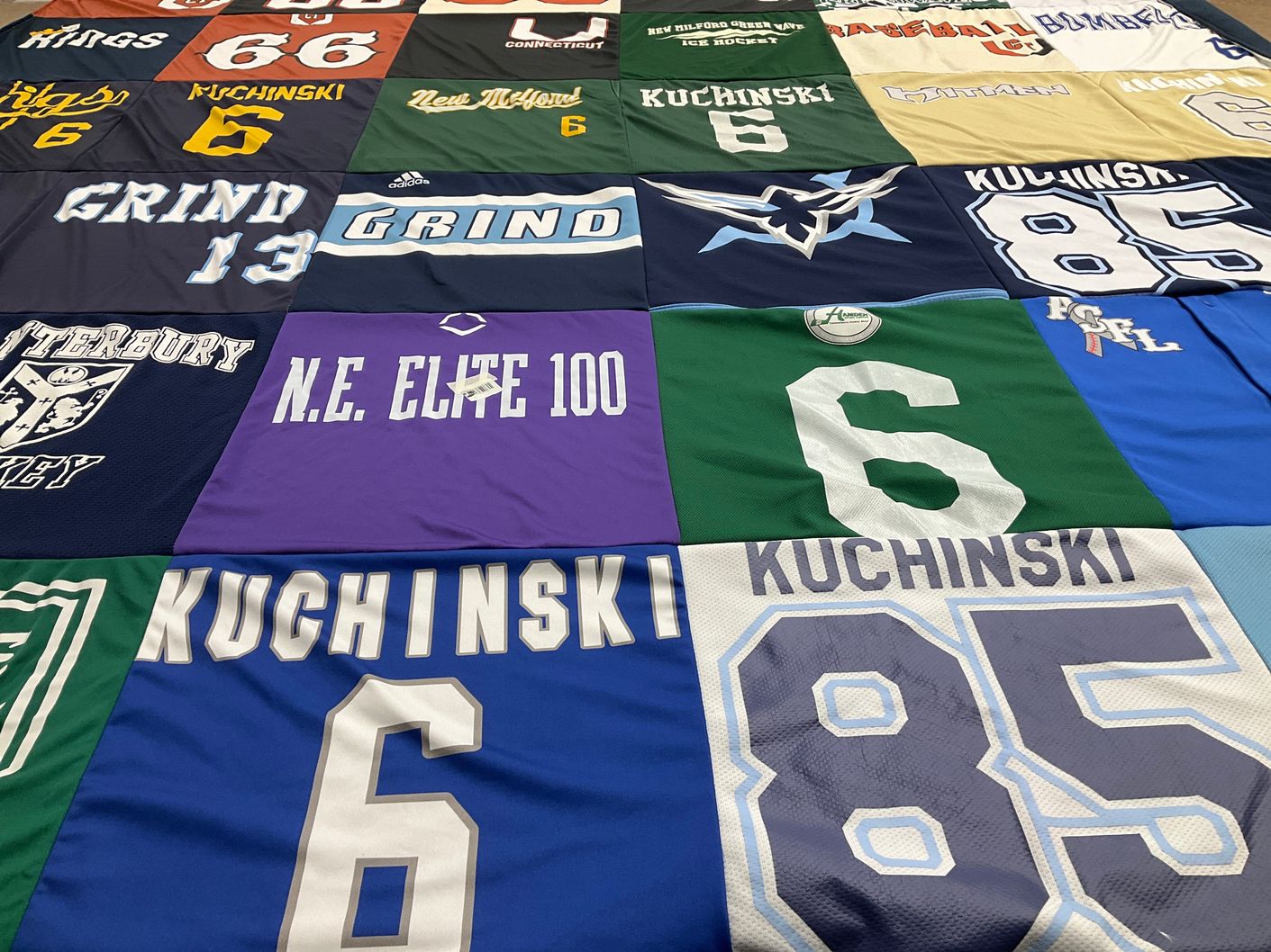 T-shirt quilt from new milford high school, canterbury school by Lindsay from CT