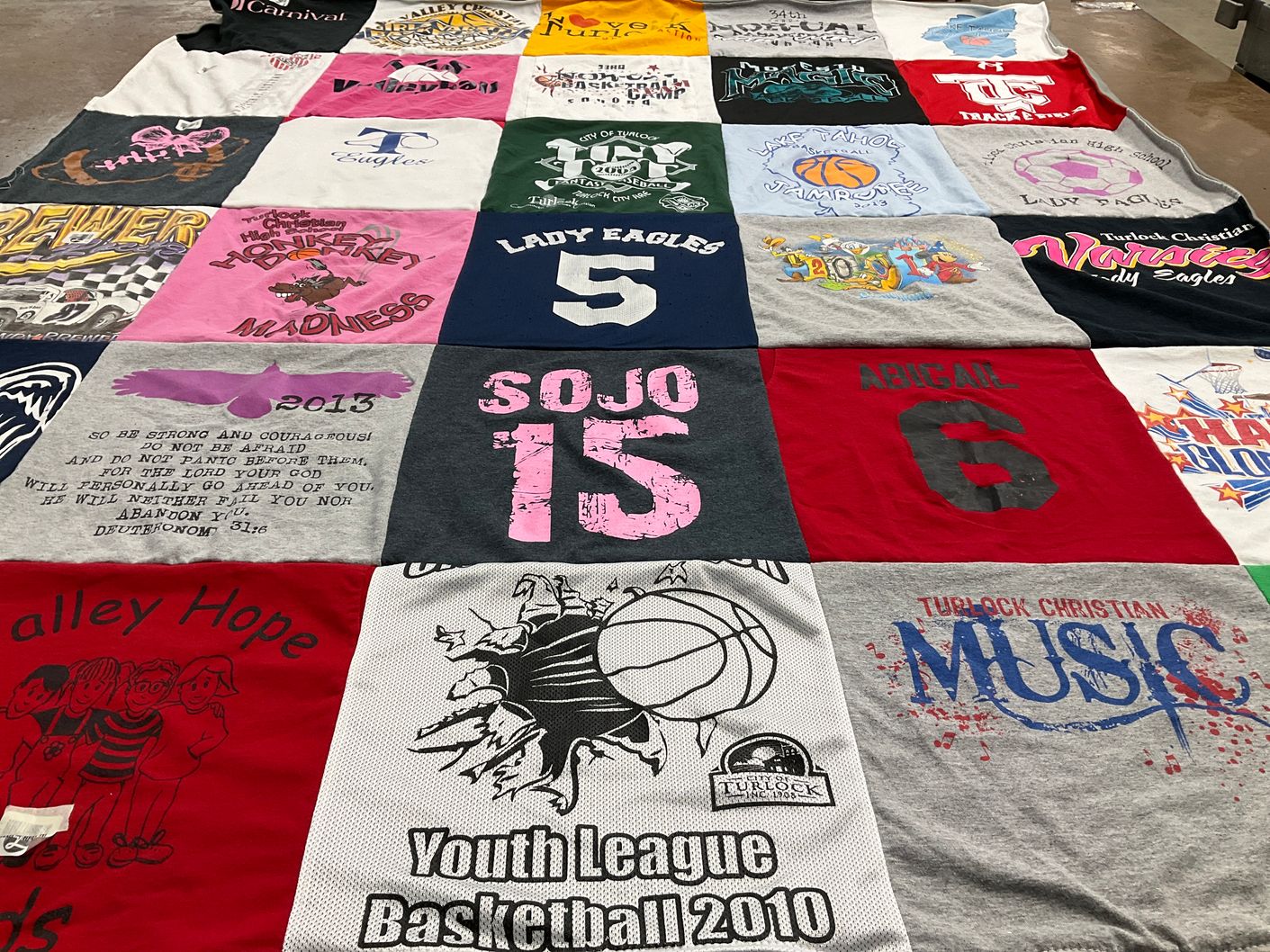 T-shirt quilt from turlock christian school by Aileen from CA