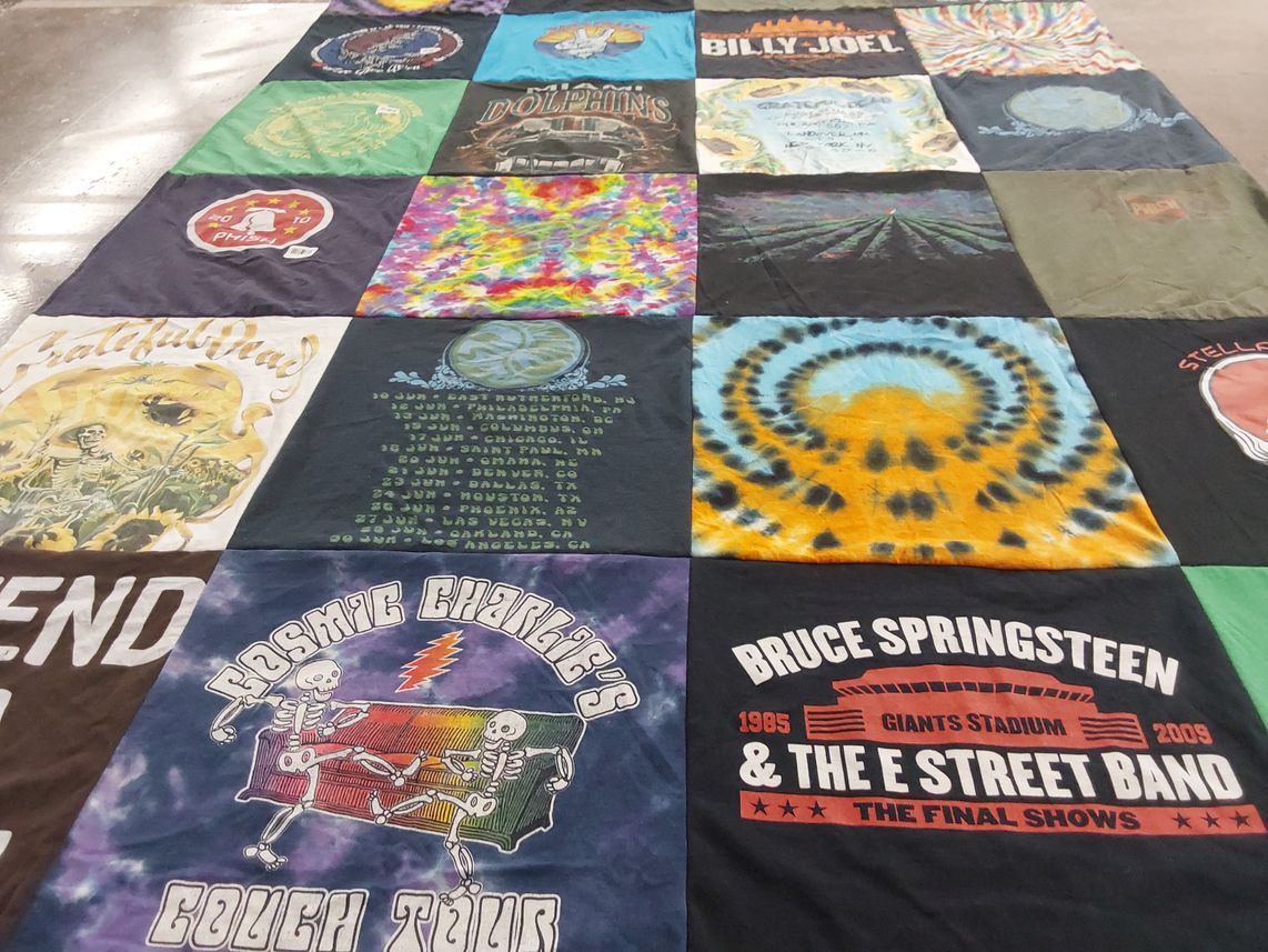 T-shirt quilt with music, concerts themes by Richard from FL