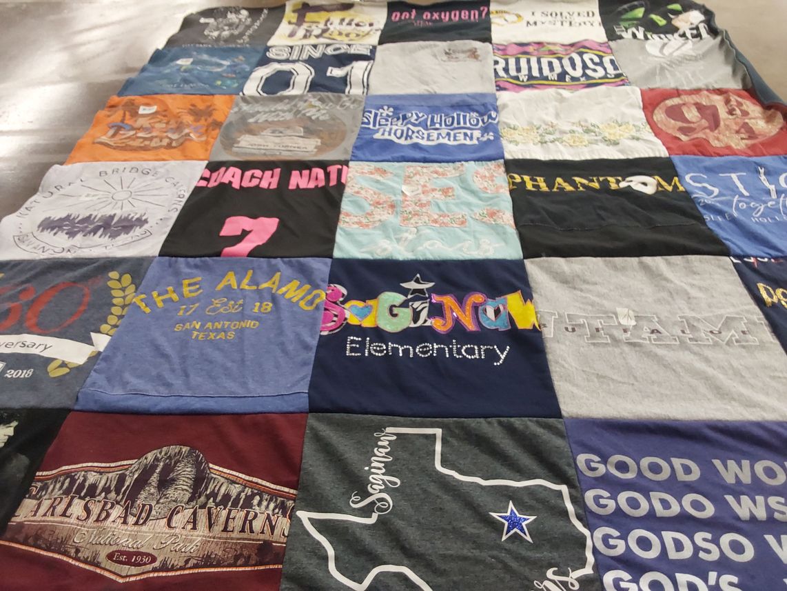 T-shirt quilt from elementary school by Andrea from TX