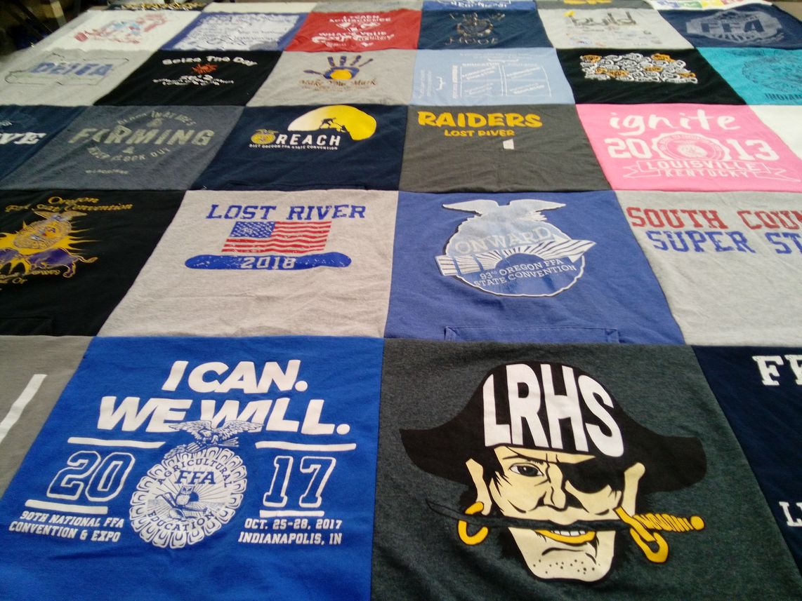T-shirt quilt featuring lost river high school raiders by Meghan from OR