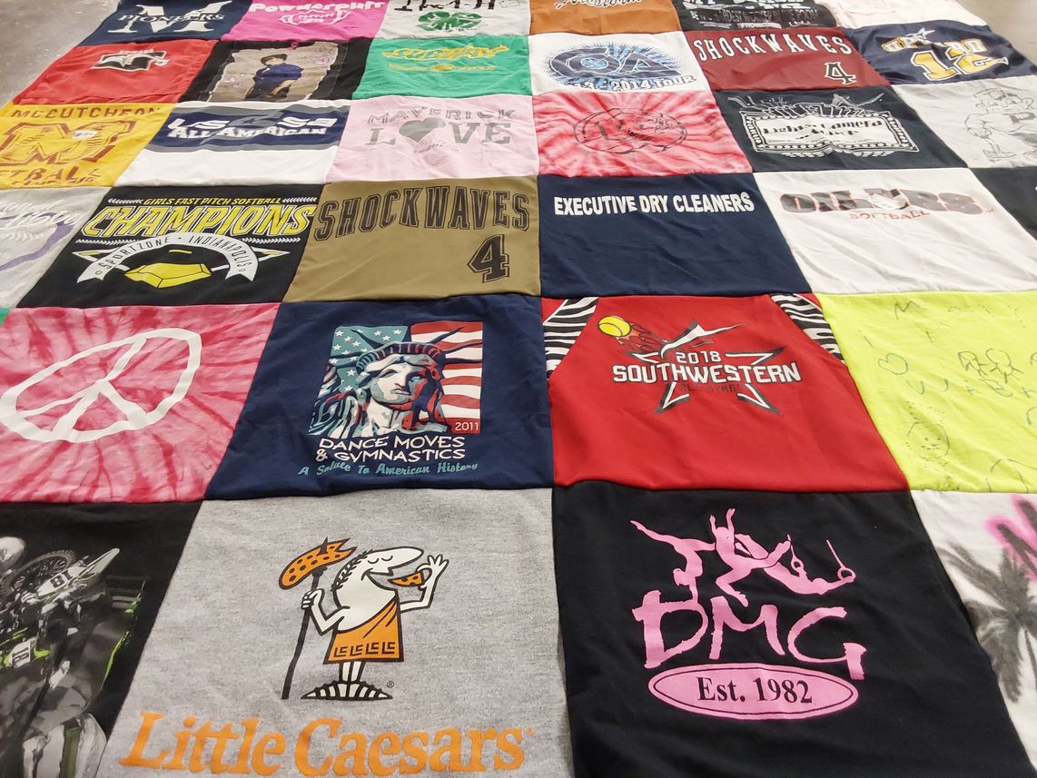 T-shirt quilt featuring shockwaves by Jamie from IN