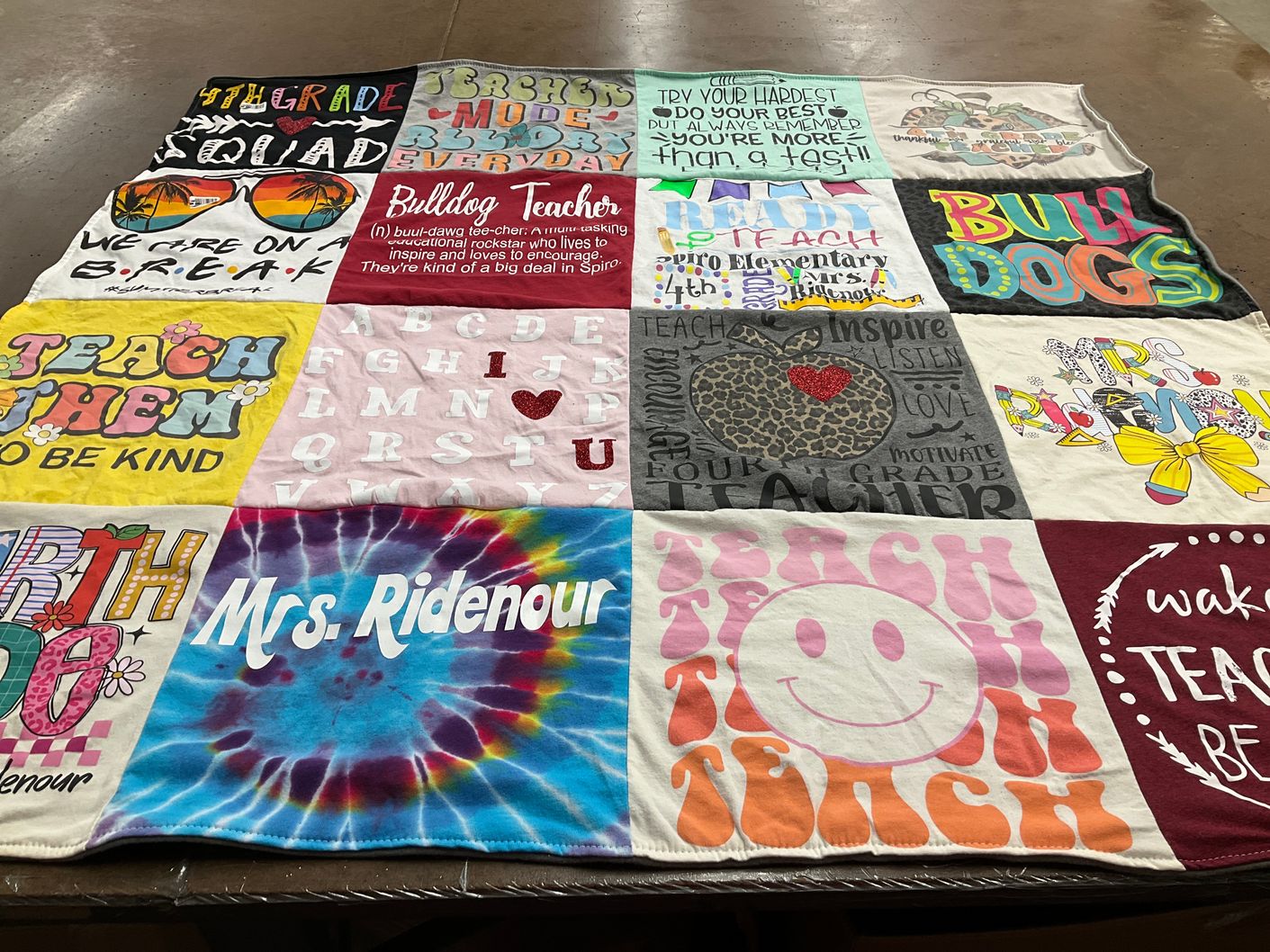 T-shirt quilt from spirol elementary school by Diana from OK