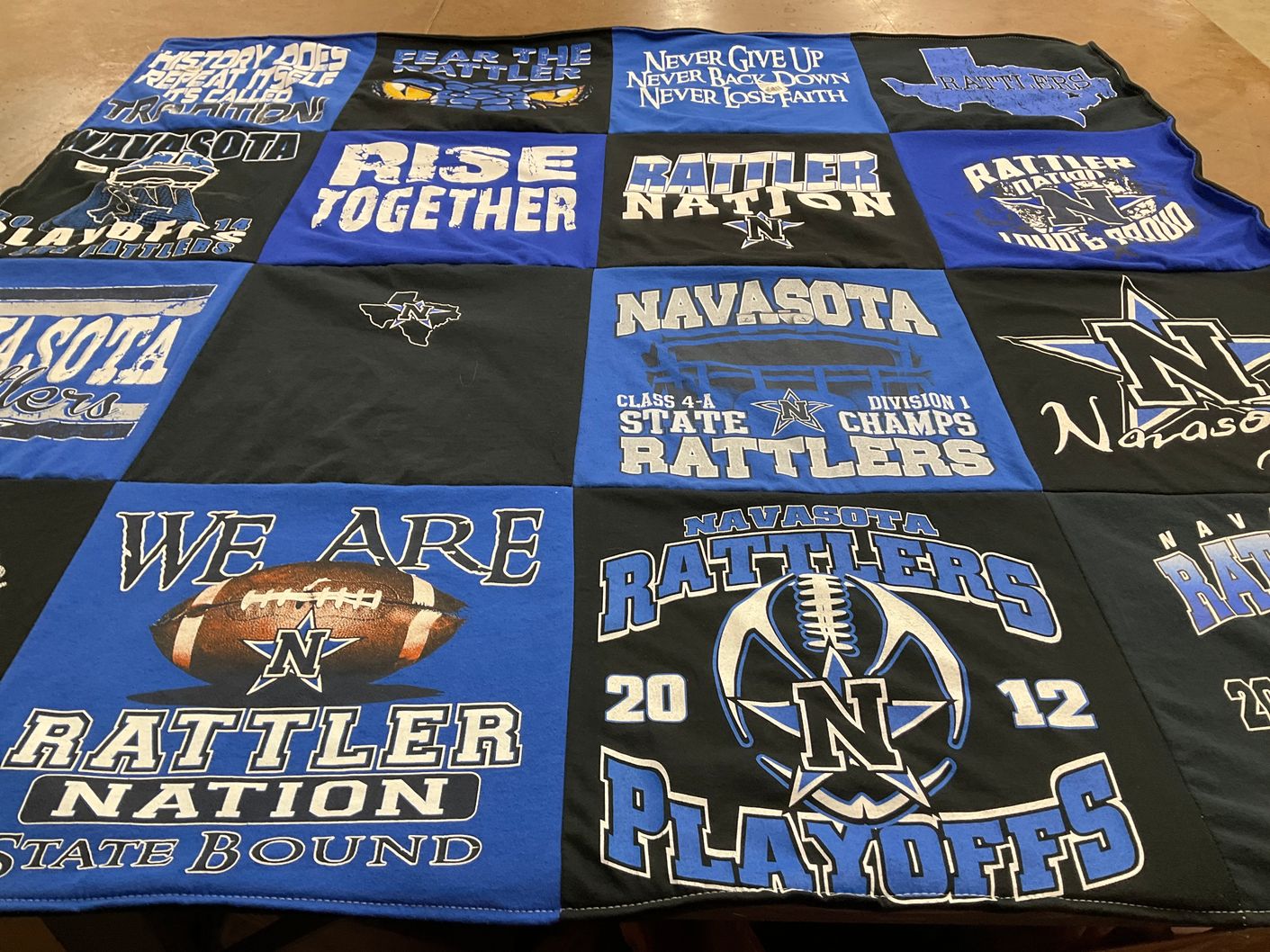 T-shirt quilt featuring navasota rattlers by Barbara from TX