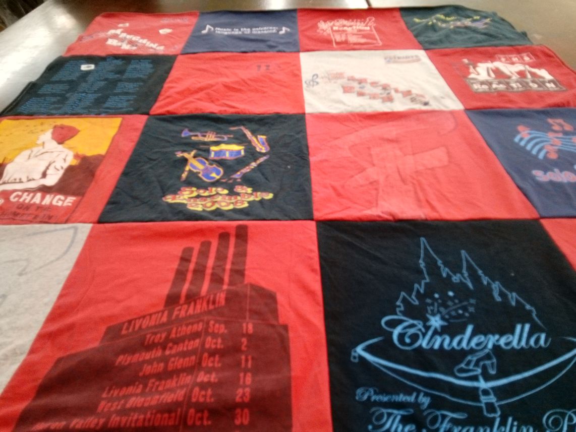 T-shirt quilt from livonia franklin high school by Roberta from MI