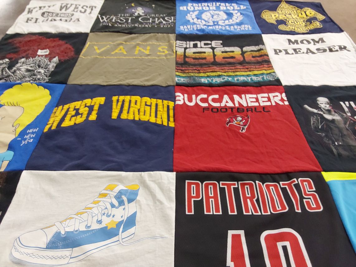 T-shirt quilt featuring tampa bay buccaneers, new england patriots by MICHELLE from FL