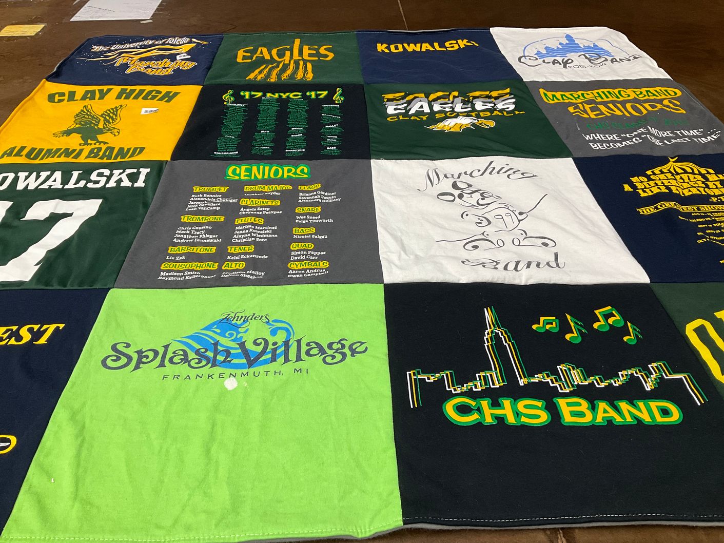 T-shirt quilt featuring eagles, clay high school baseball team by Jenna from OH