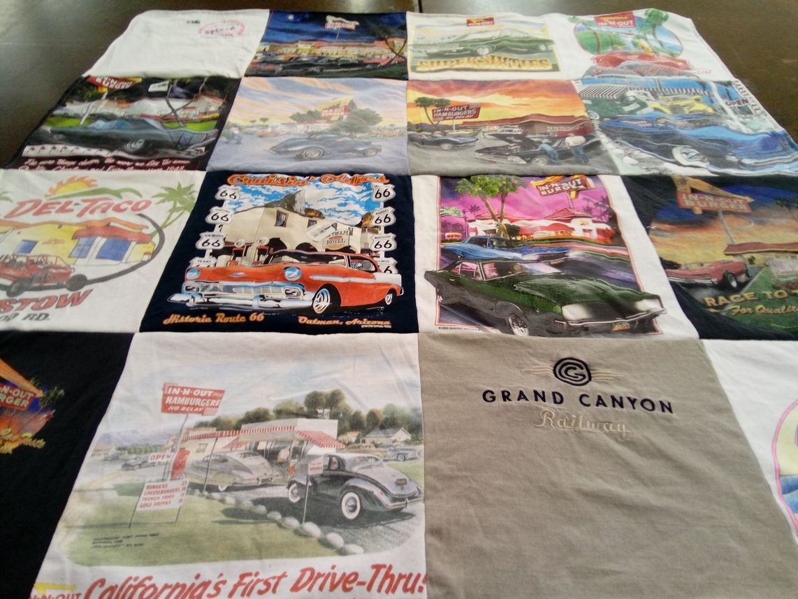 T-shirt quilt with classic cars, retro themes by Deborah from AZ