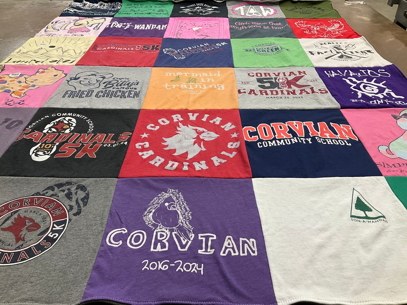 T-shirt quilt featuring corvian cardinals by Amy from NC