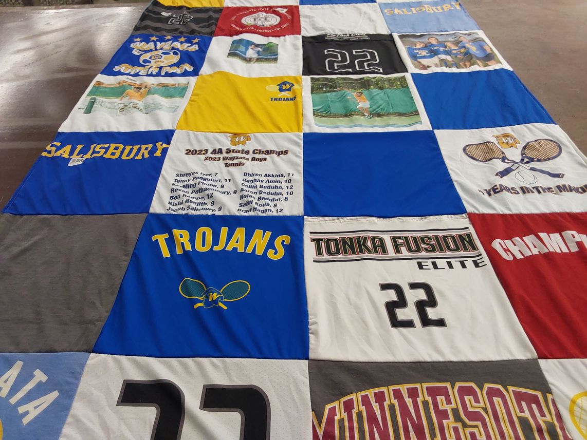 T-shirt quilt featuring wayzata high school boys tennis team, tonka fusion elite by Stephanie from MN