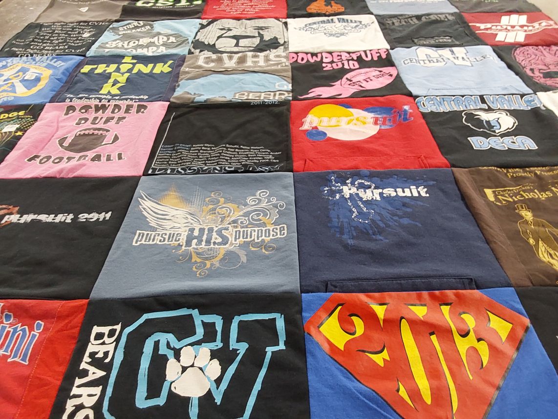 T-shirt quilt from central valley high school by Suzanne from WI