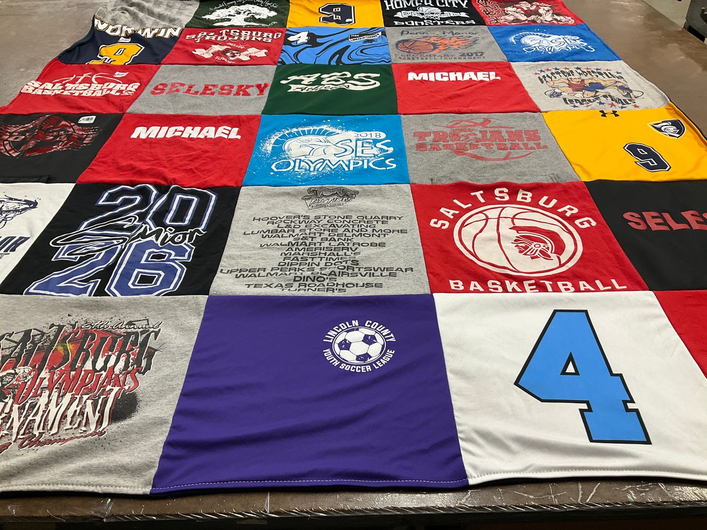 T-shirt quilt featuring saltsburg basketball by Brittany from WV