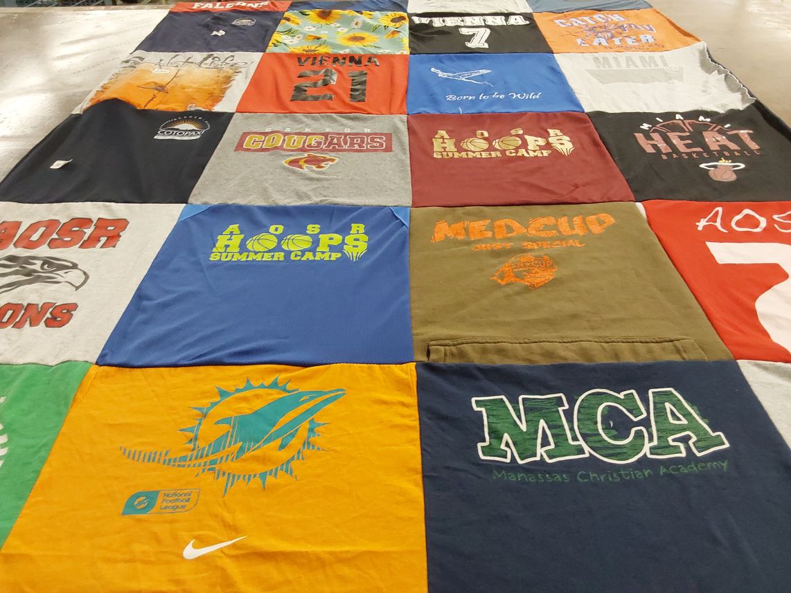 T-shirt quilt featuring miami heat, miami dolphins by Mariel from VA