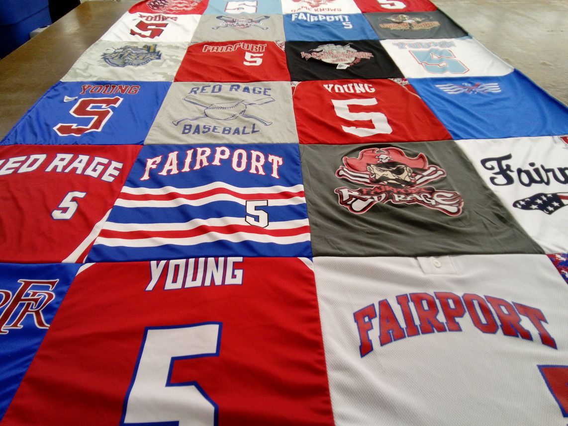 T-shirt quilt featuring fairport red raiders by Brianne from NY
