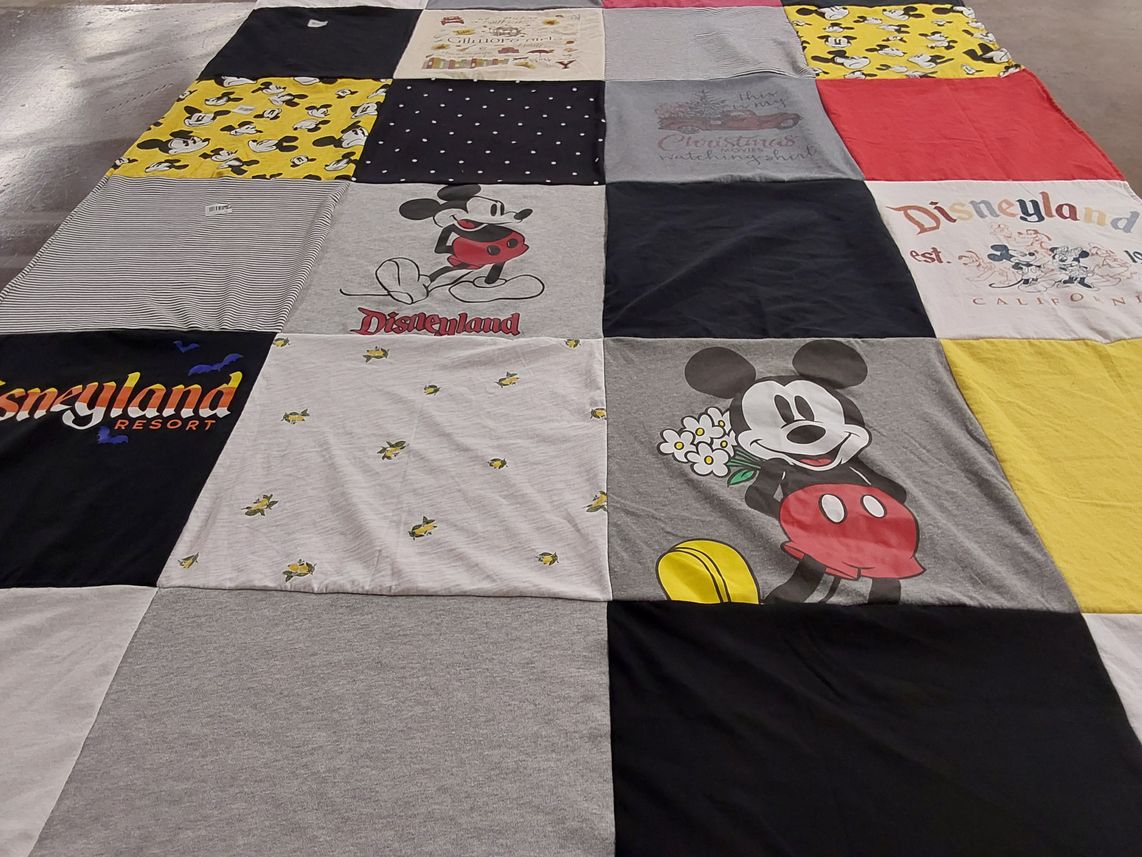 T-shirt quilt with disney, cartoons themes by Jill from AZ