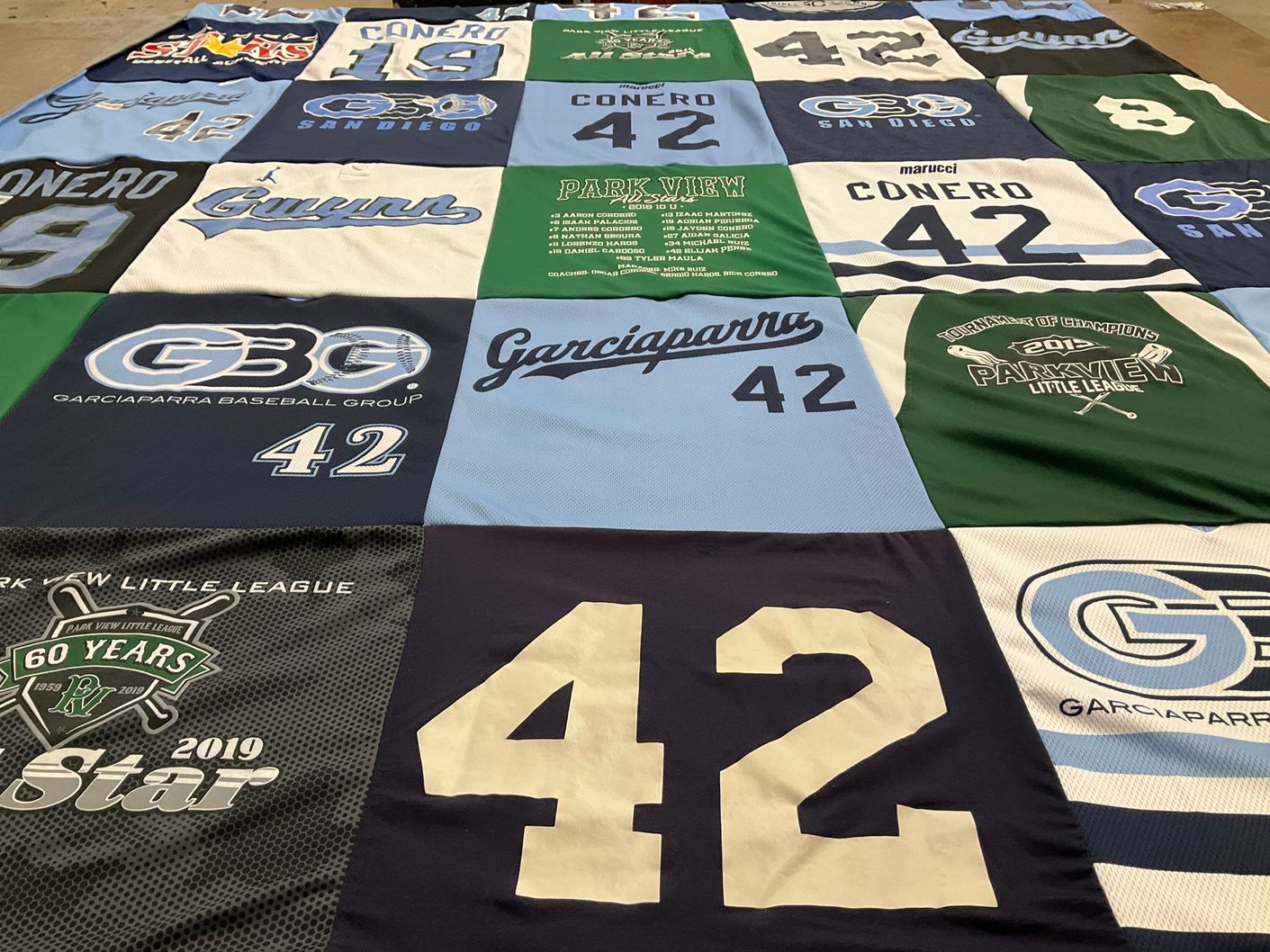 T-shirt quilt with baseball themes by Rick from CA