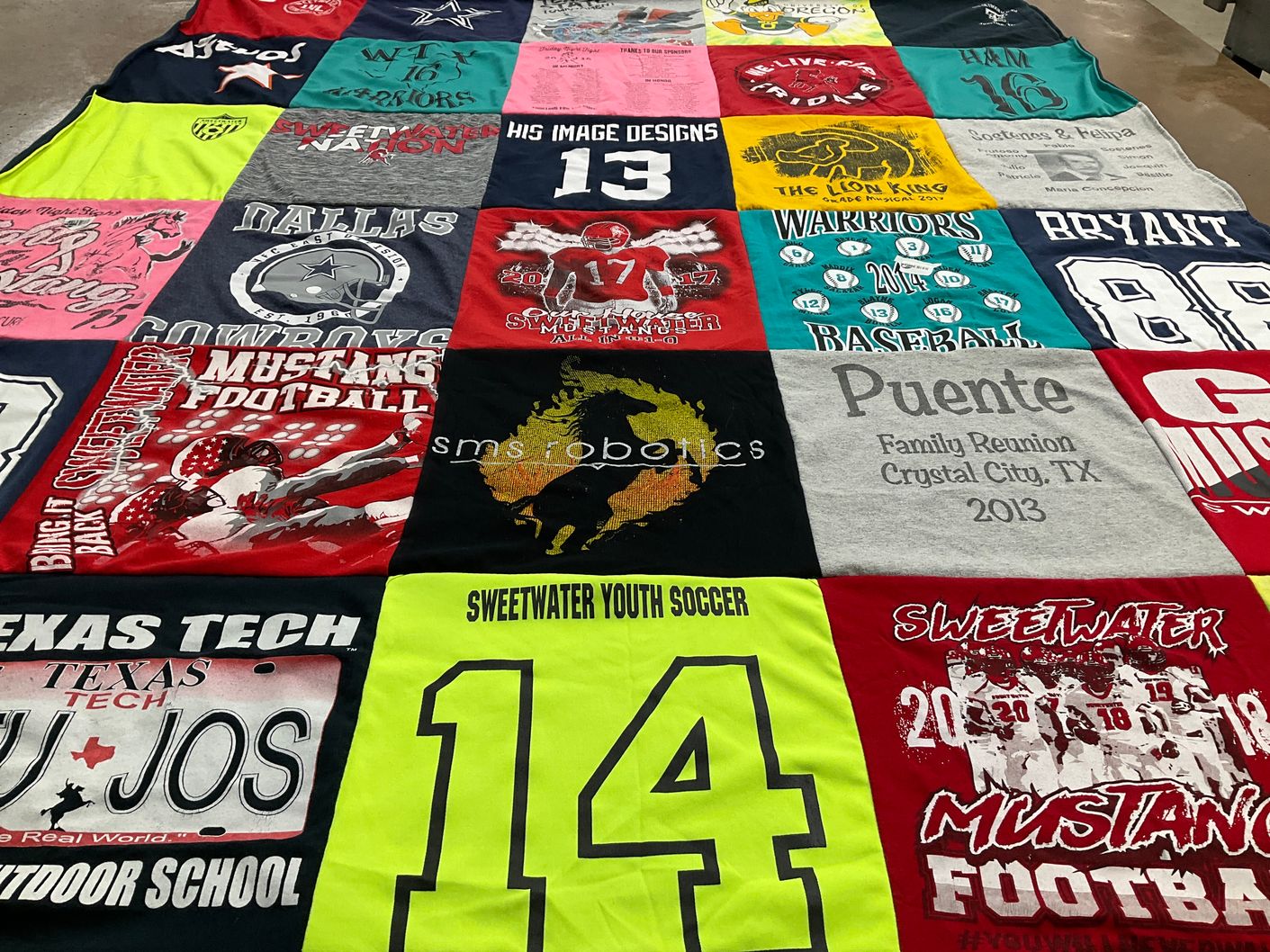 T-shirt quilt featuring sweetwater mustangs football, dallas cowboys by MARIA P. from TX