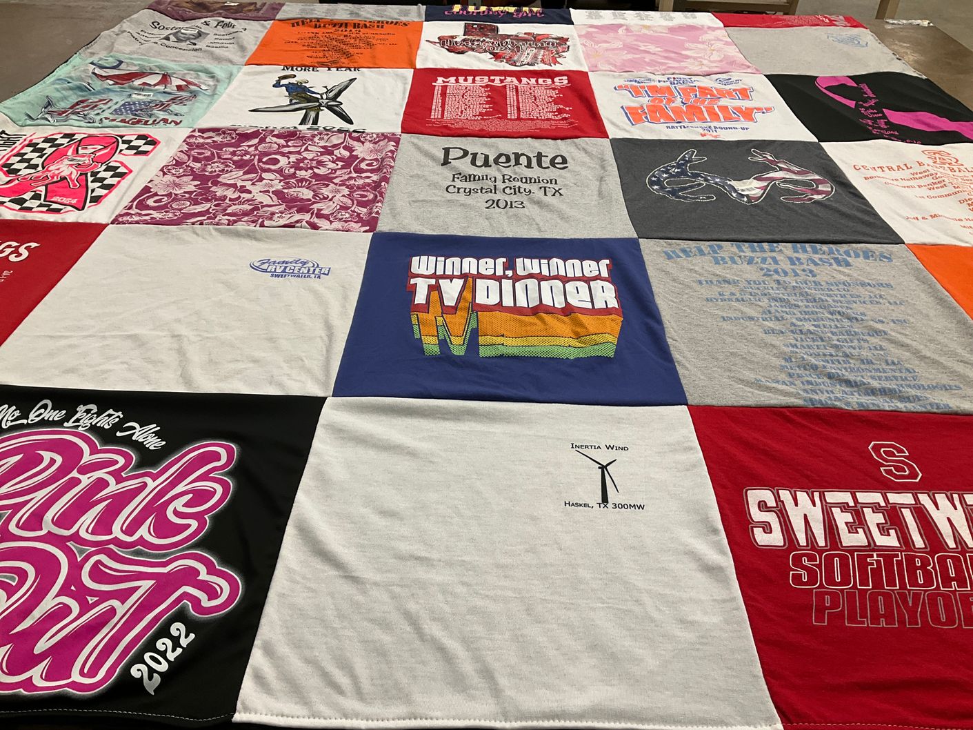 T-shirt quilt featuring mustangs by MARIA P. from TX
