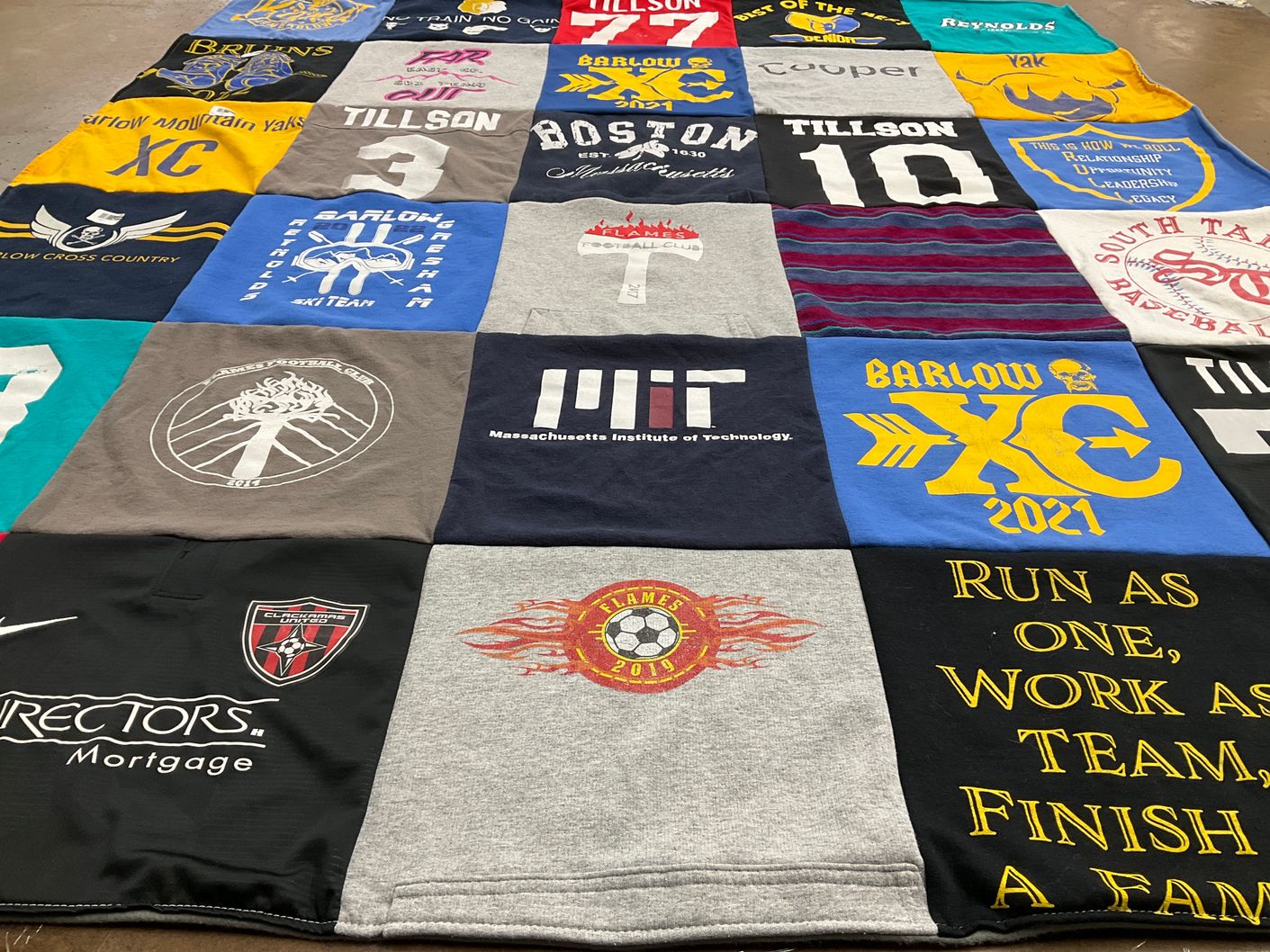 T-shirt quilt from barlow high school, massachusetts institute of technology by Codi from OR
