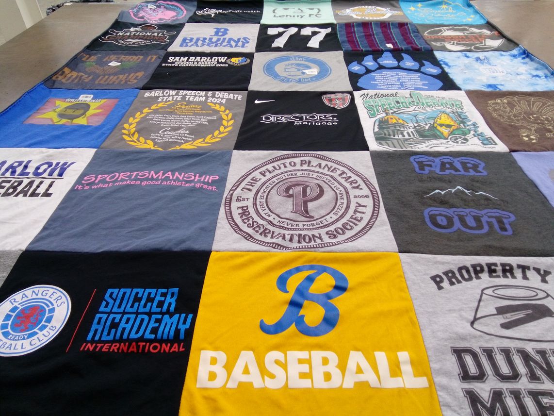T-shirt quilt from sam barlow high school by Codi from OR