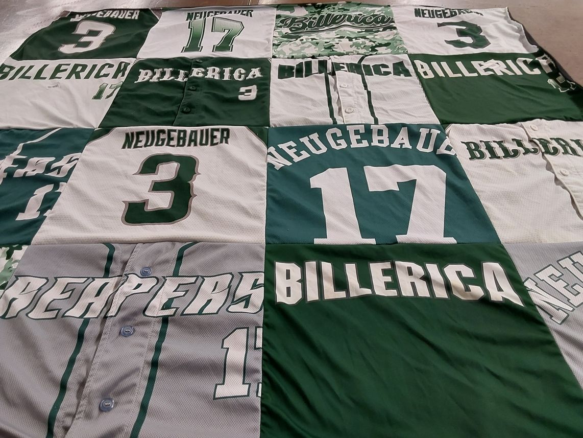 T-shirt quilt featuring billerica reapers by Kathy from MA