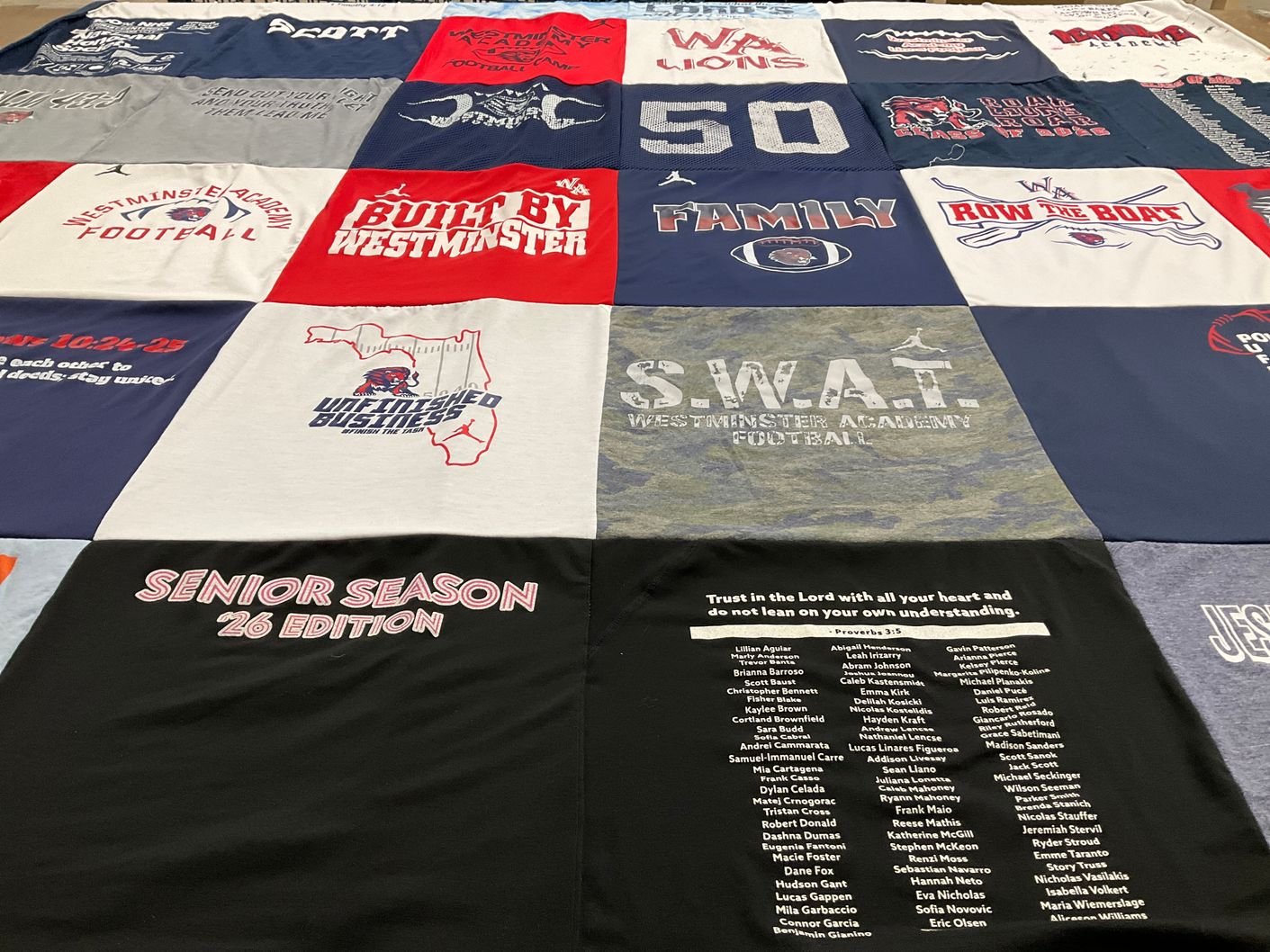 T-shirt quilt from westminster academy by Angela from FL