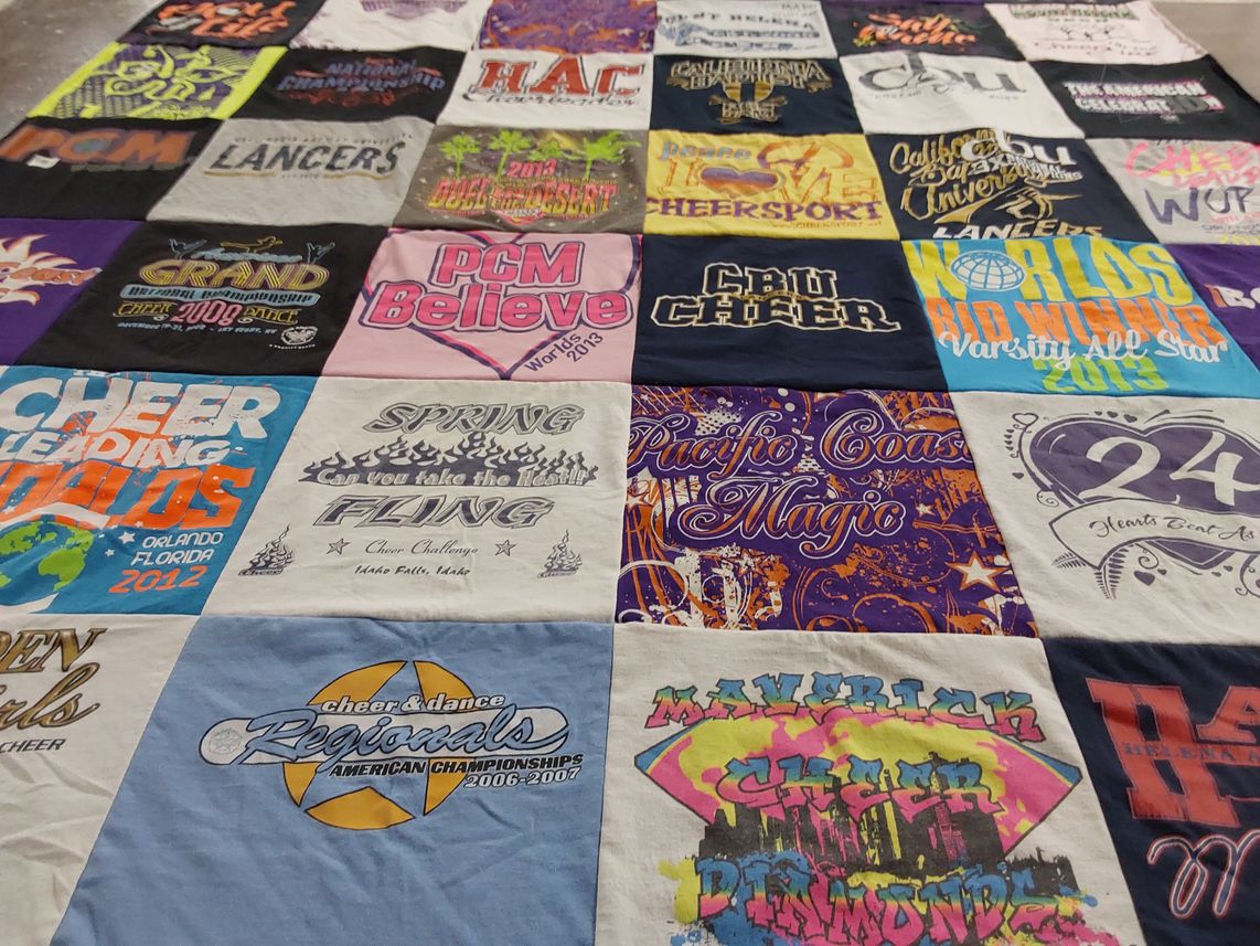 T-shirt quilt featuring california baptist university cheer by Jessica from MT