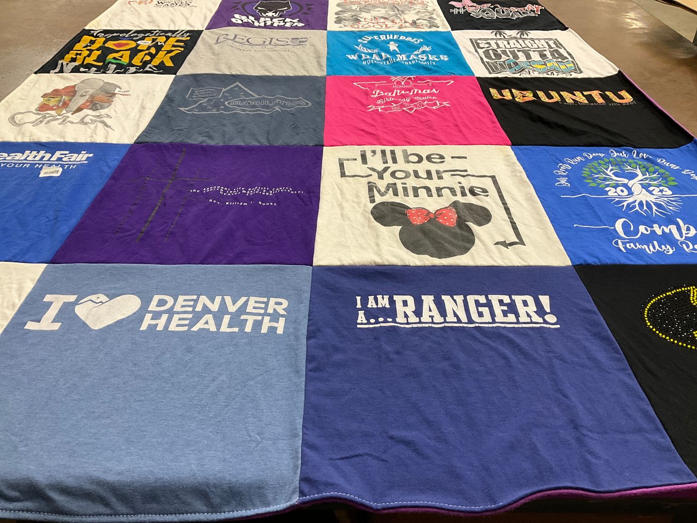 T-shirt quilt with health, community themes by Jermal from NC