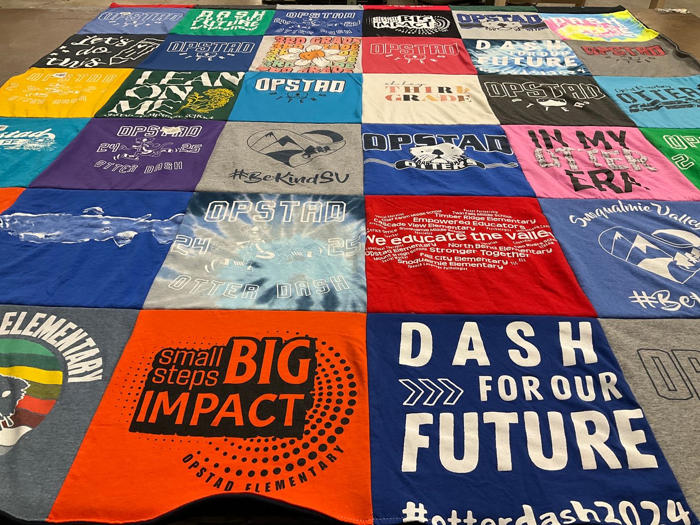 T-shirt quilt from opstad elementary by Emily from WA