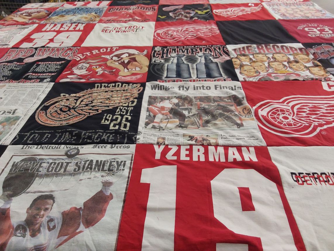 T-shirt quilt featuring detroit red wings by Anna from OR