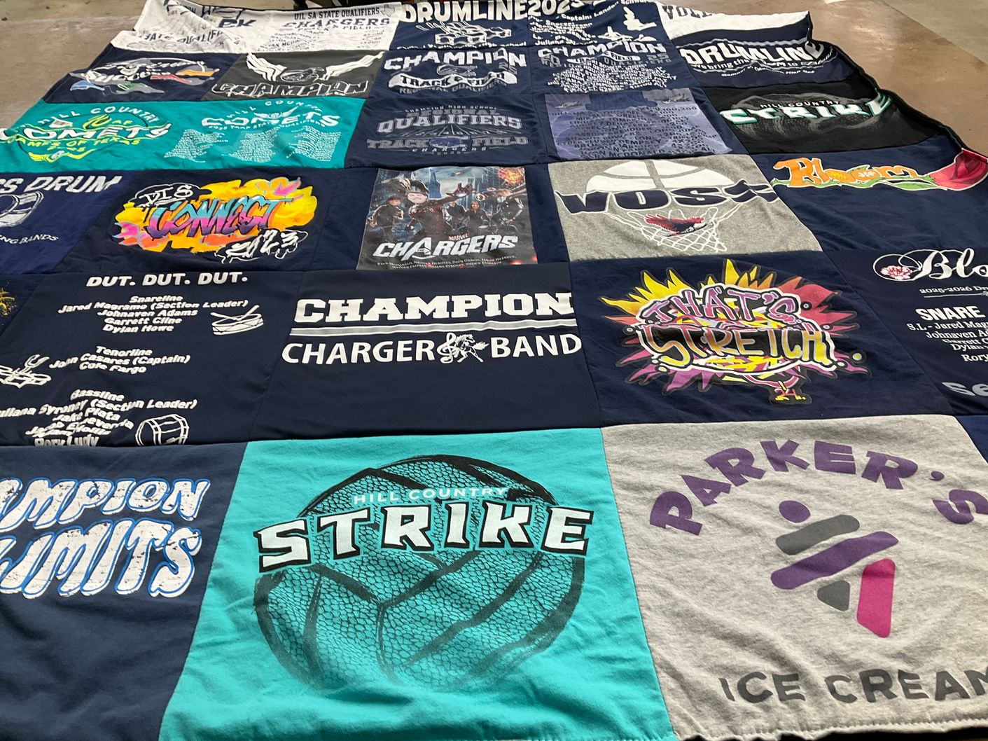 T-shirt quilt featuring hill country strikers by Veronica from TX