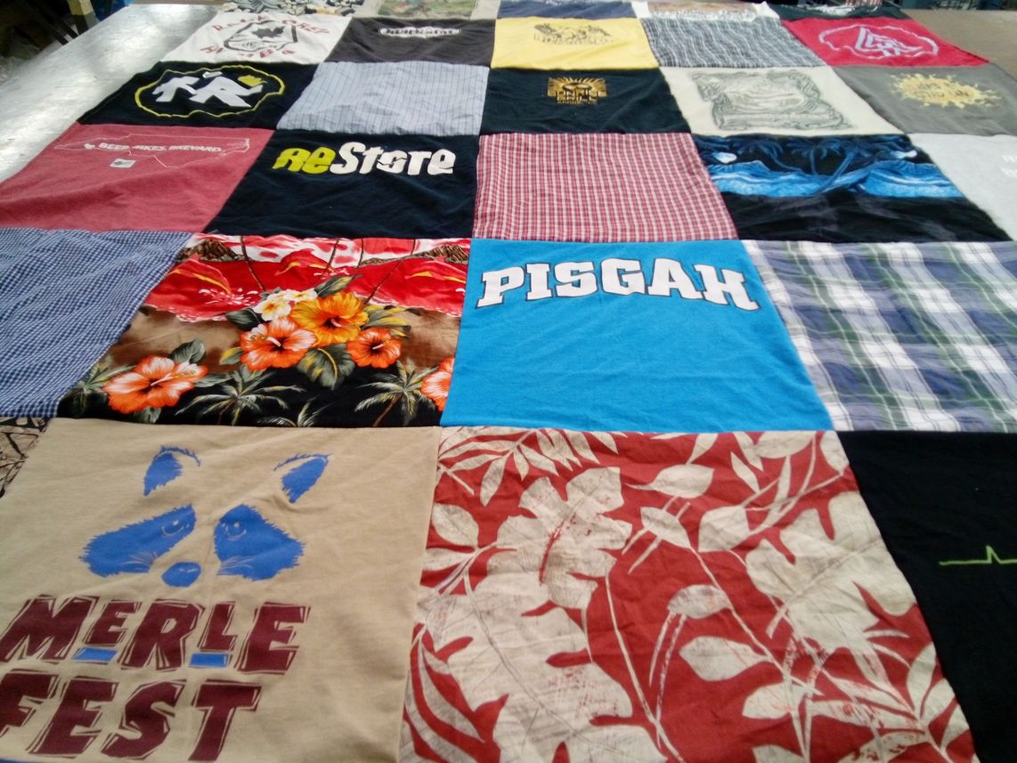 T-shirt quilt with music, nature themes by Karl from NC