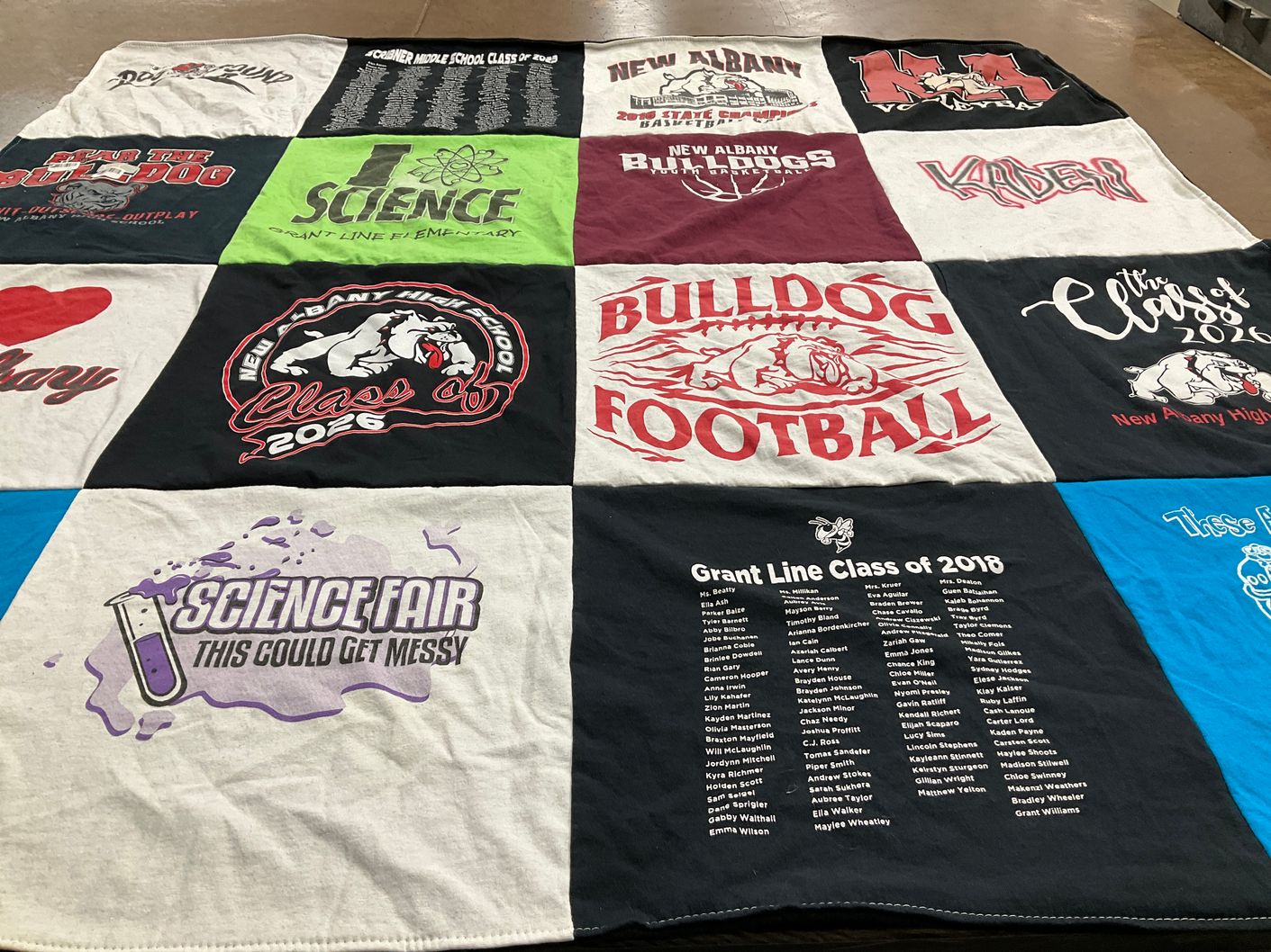 T-shirt quilt featuring new albany bulldogs by Matthew from IN