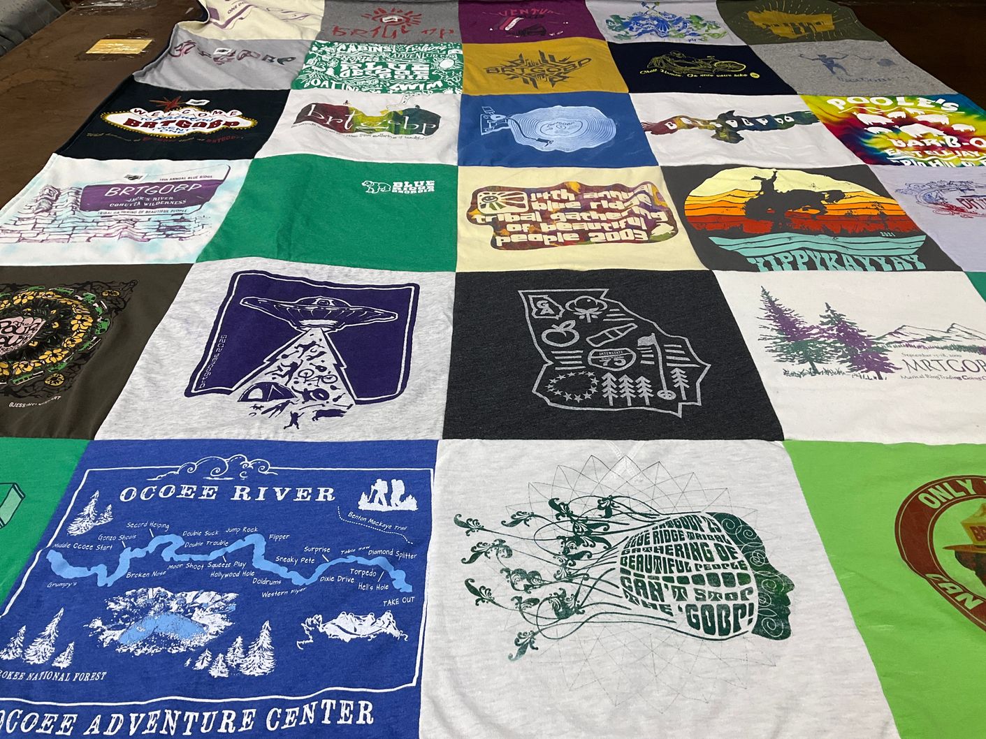 T-shirt quilt with outdoor activities, adventure sports themes by tiffany from WI
