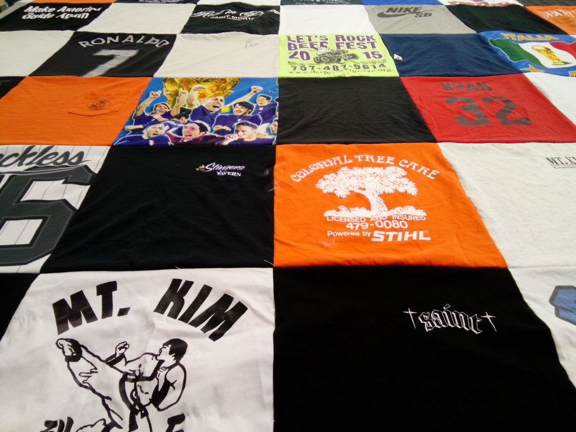 T-shirt quilt with soccer, music themes by Sabrina from VA