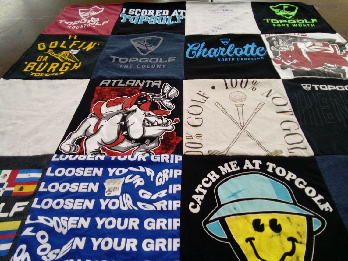 T-shirt quilt with golf, topgolf themes by Jordan from TX