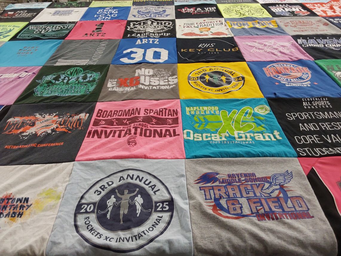 T-shirt quilt featuring maplewood rockets cross country, boardman spartans by Rachel from OH