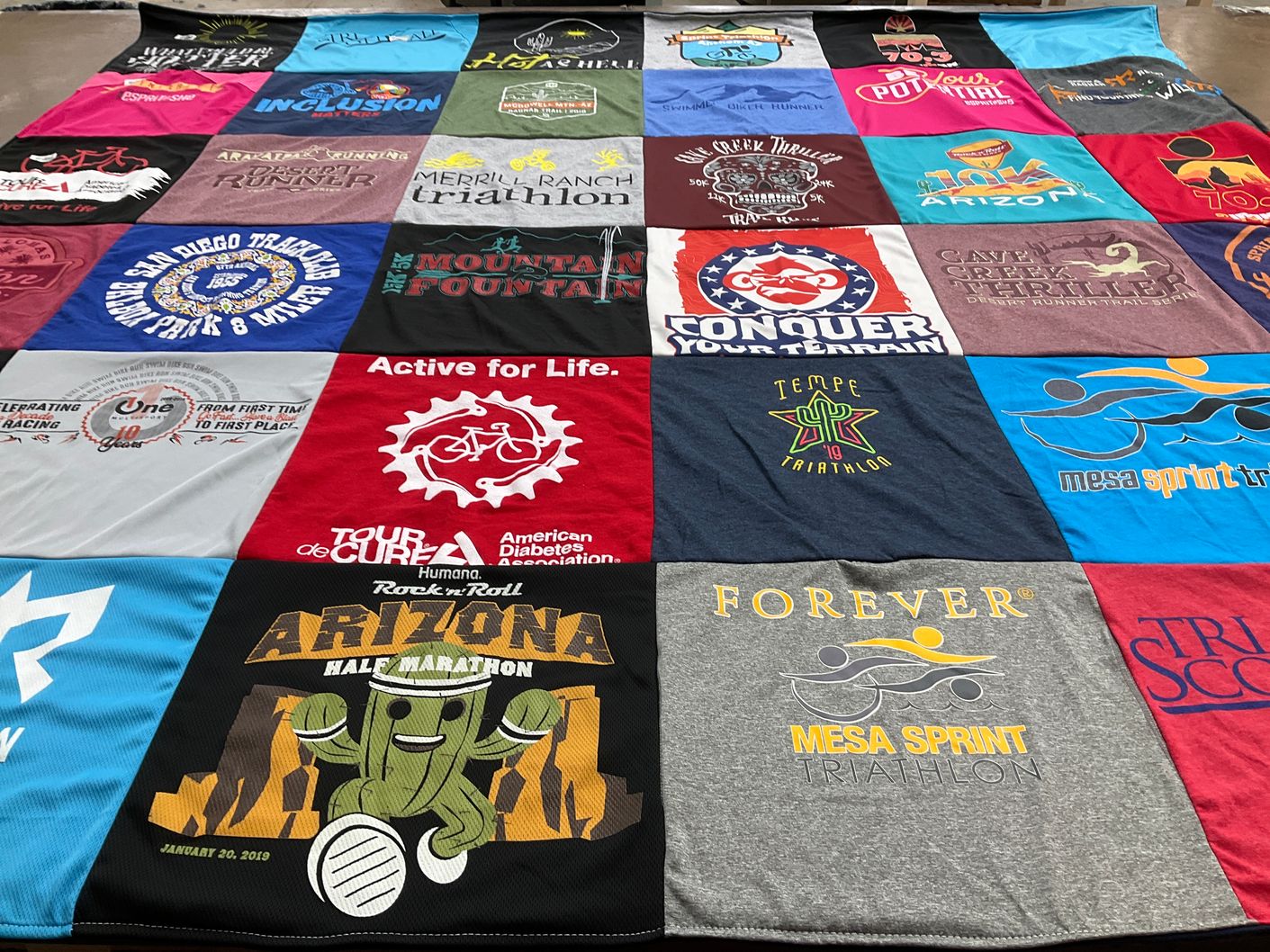 T-shirt quilt from tempe triathlon by Theresa from CT