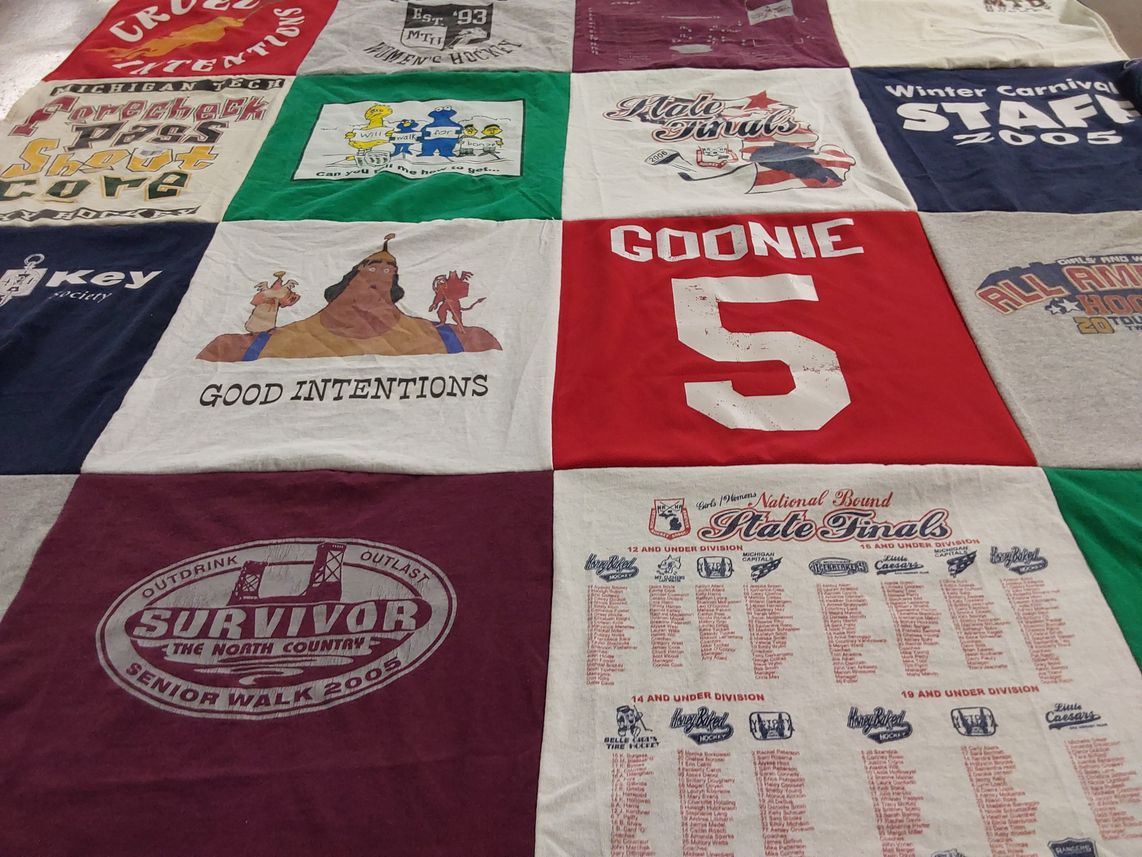 T-shirt quilt from michigan technological university by Natalie from MN